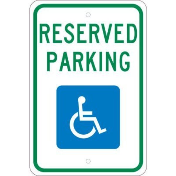 National Marker Co NMC Traffic Sign, Reserved Handicapped Parking, 18in X 12in, White TM97J